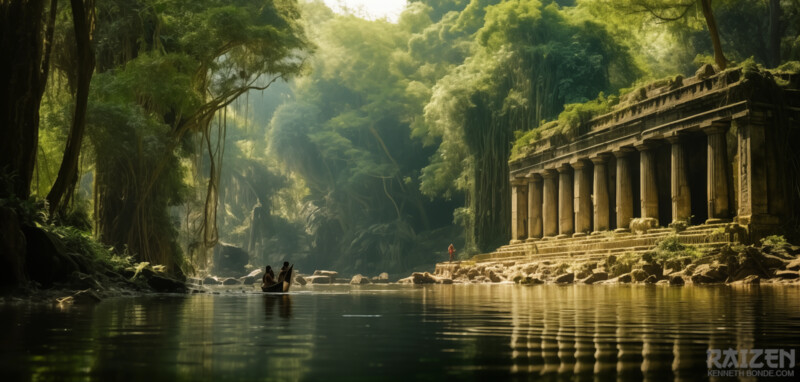 Temple of Leaves, a lost temple environment design by Kenneth Bonde.